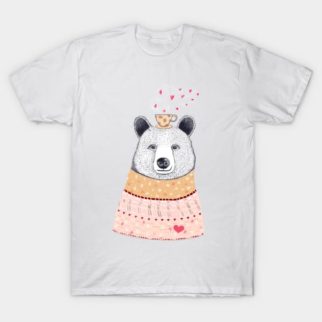 Bear with coffee T-Shirt by kodamorkovkart